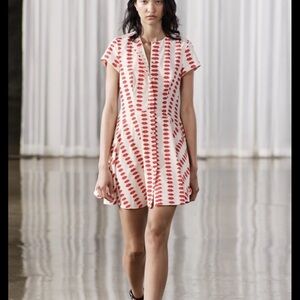 Zara Women Skater Dress Lips Print Red Graphic Large A Line Short Sleeve Novelty